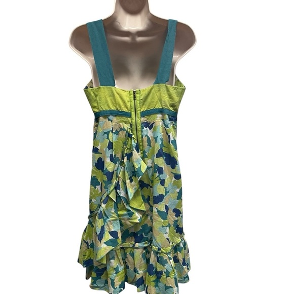 GIRLS FROM SAVOY Anthropologie Blue Teal Green Floral Pleated Dress size 6 - Picture 2 of 9